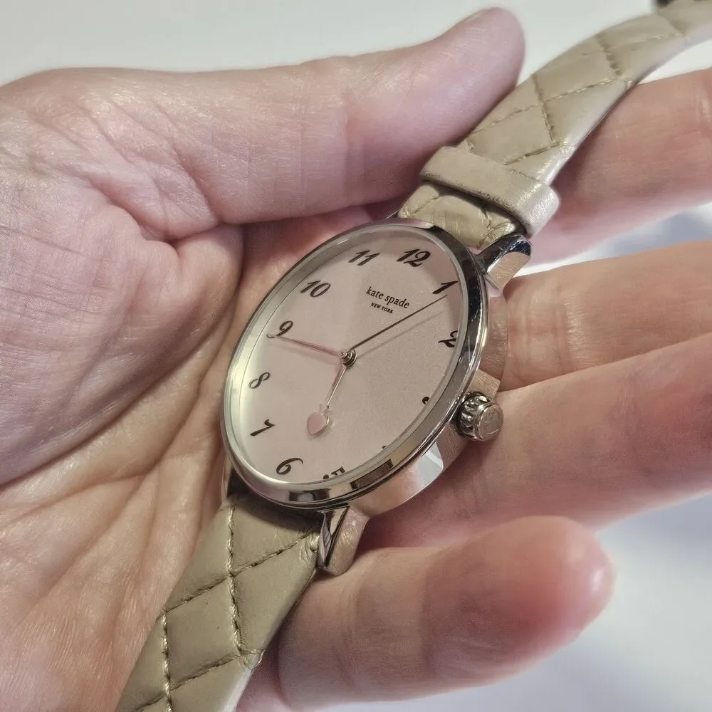 Kate Spade 1YRU0784 Silver Dial Leather Strap Women's Watch Needs New Battery